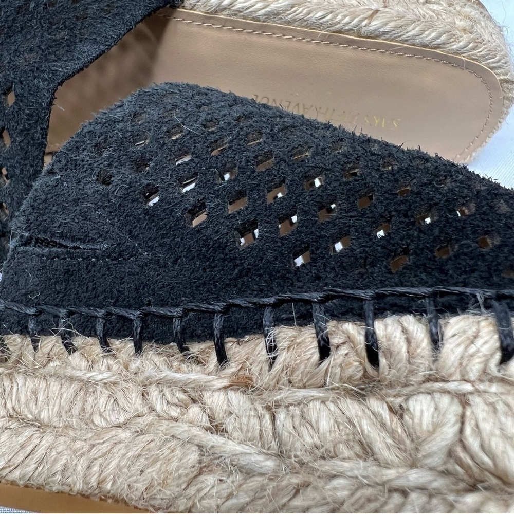 NWOT SAKS FIFTH AVENUE Lunetta Woven Platform Black Slides Sandals Women Size 8 - Picture 12 of 16